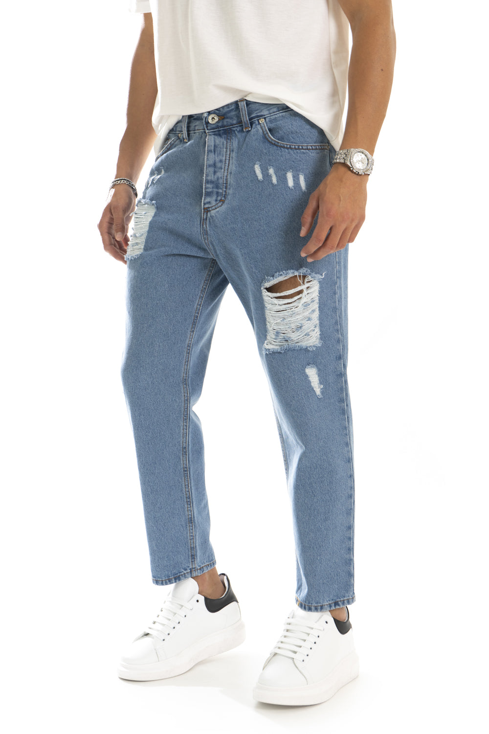 Jeans Uomo Con strappi e Abrasioni By 92 Fashion Shop Art. Js261