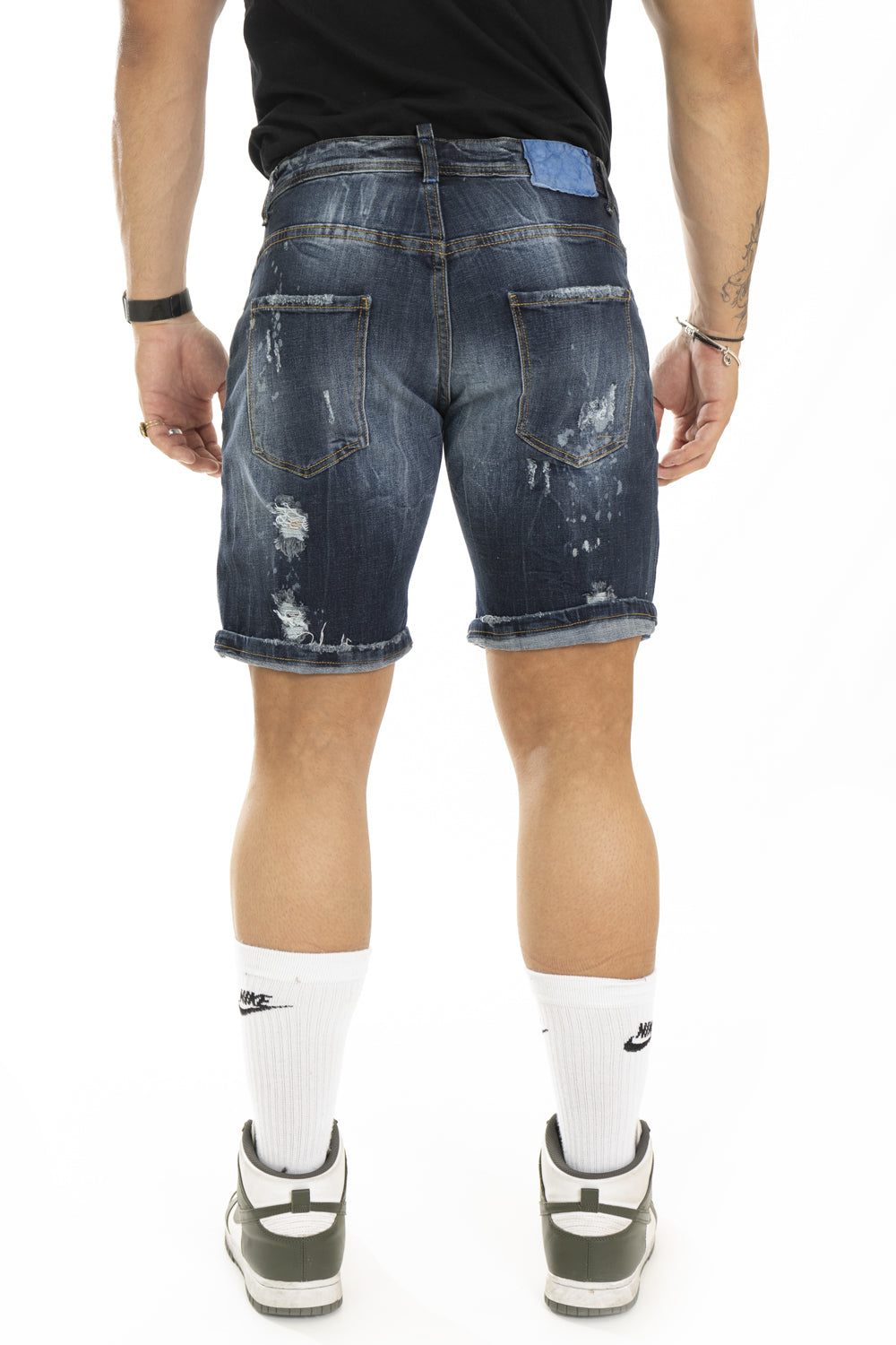 Bermuda Jeans Uomo Scuro Con Strappi Art. Bm101