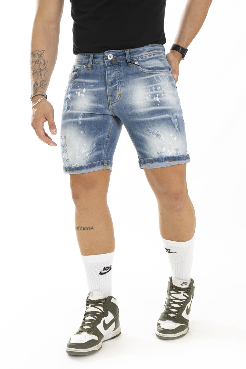 Bermuda uomo jeans Con Abrasioni e sfumature Art. Bm99