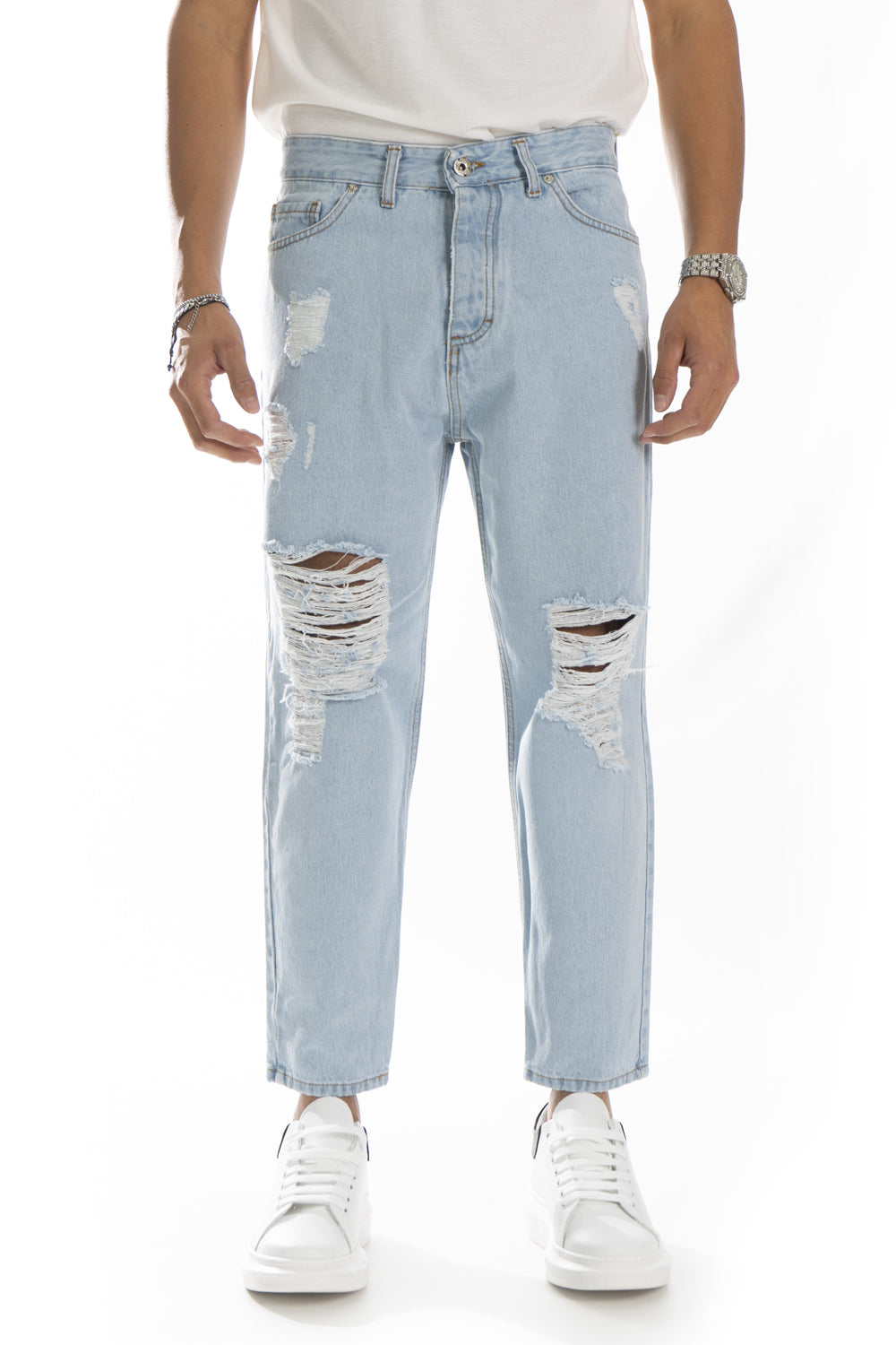 Jeans Uomo Destroy Con Strappi e Abrasioni 92 Fashion Shop Art. JS248