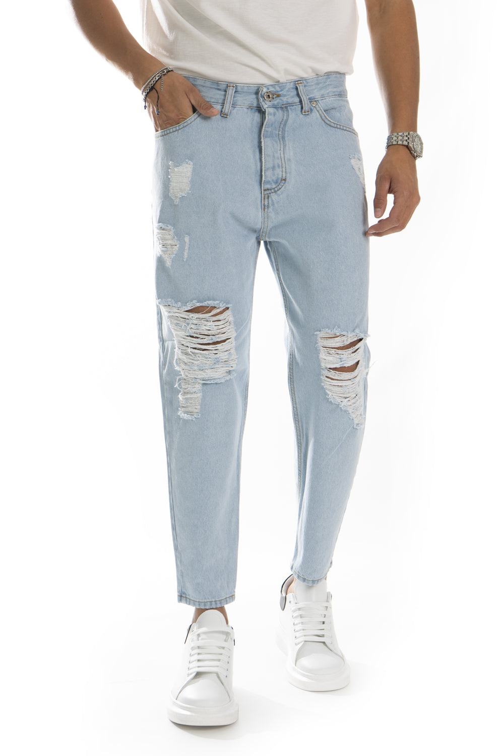 Jeans Uomo Destroy Con Strappi e Abrasioni 92 Fashion Shop Art. JS248