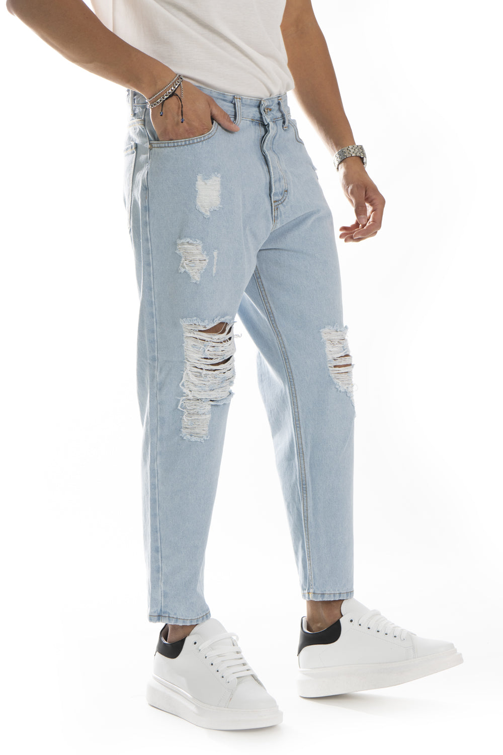 Jeans Uomo Destroy Con Strappi e Abrasioni 92 Fashion Shop Art. JS248