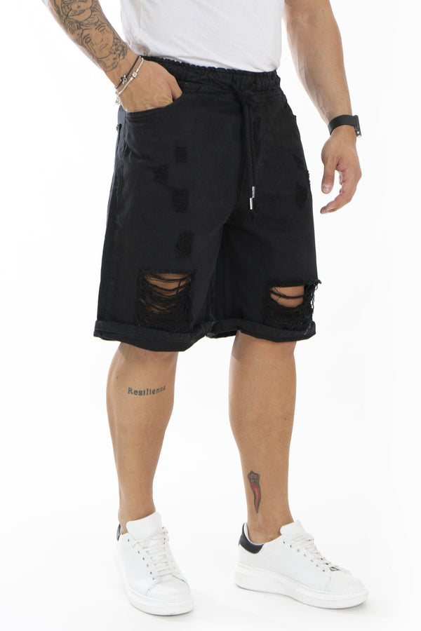 Bermuda Life Jogger pour homme avec déchirures, couleur unie Art. Bm98