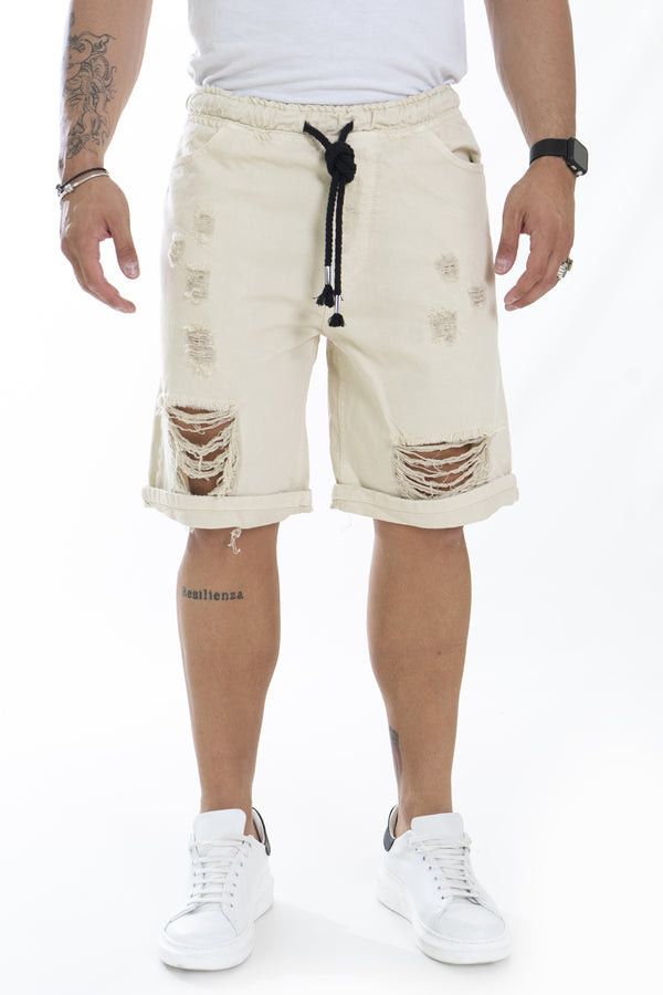 Bermuda Life Jogger pour homme avec déchirures, couleur unie Art. Bm98