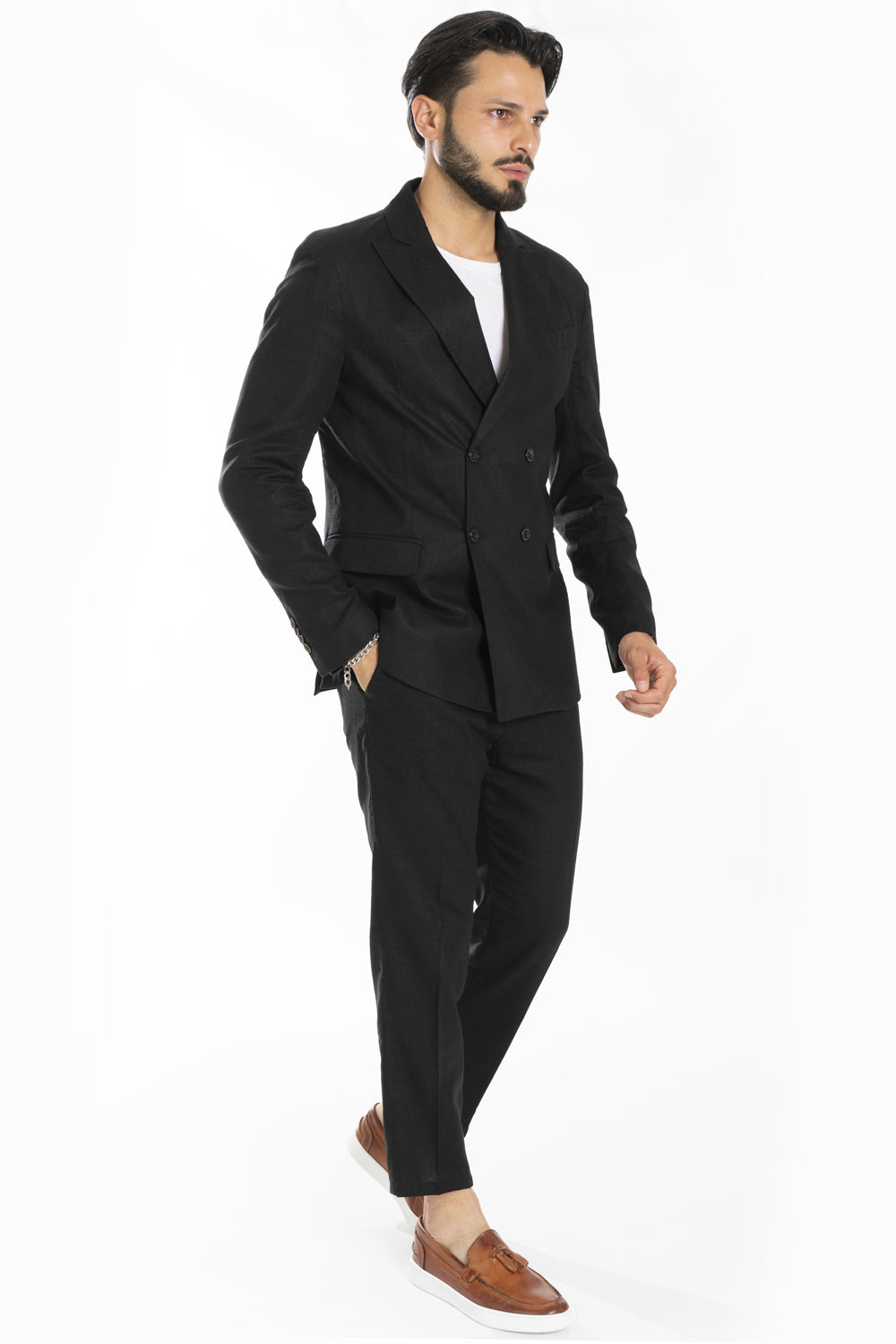 Abito Uomo Completo In Lino Doppio Petto 4 bottoni Art. AB08