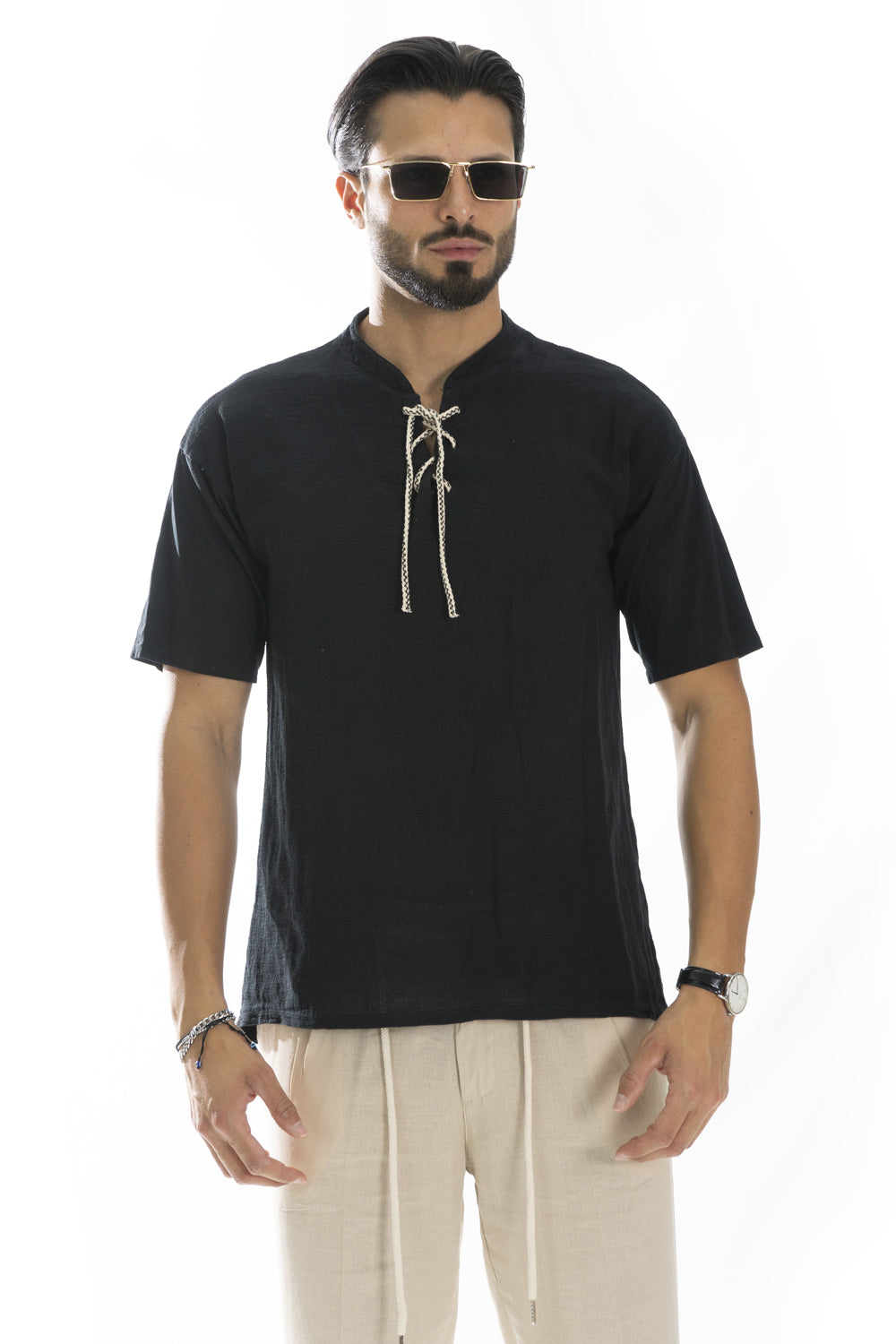 T-shirt Cotone Con scollo V e coulisse Art. Ts227