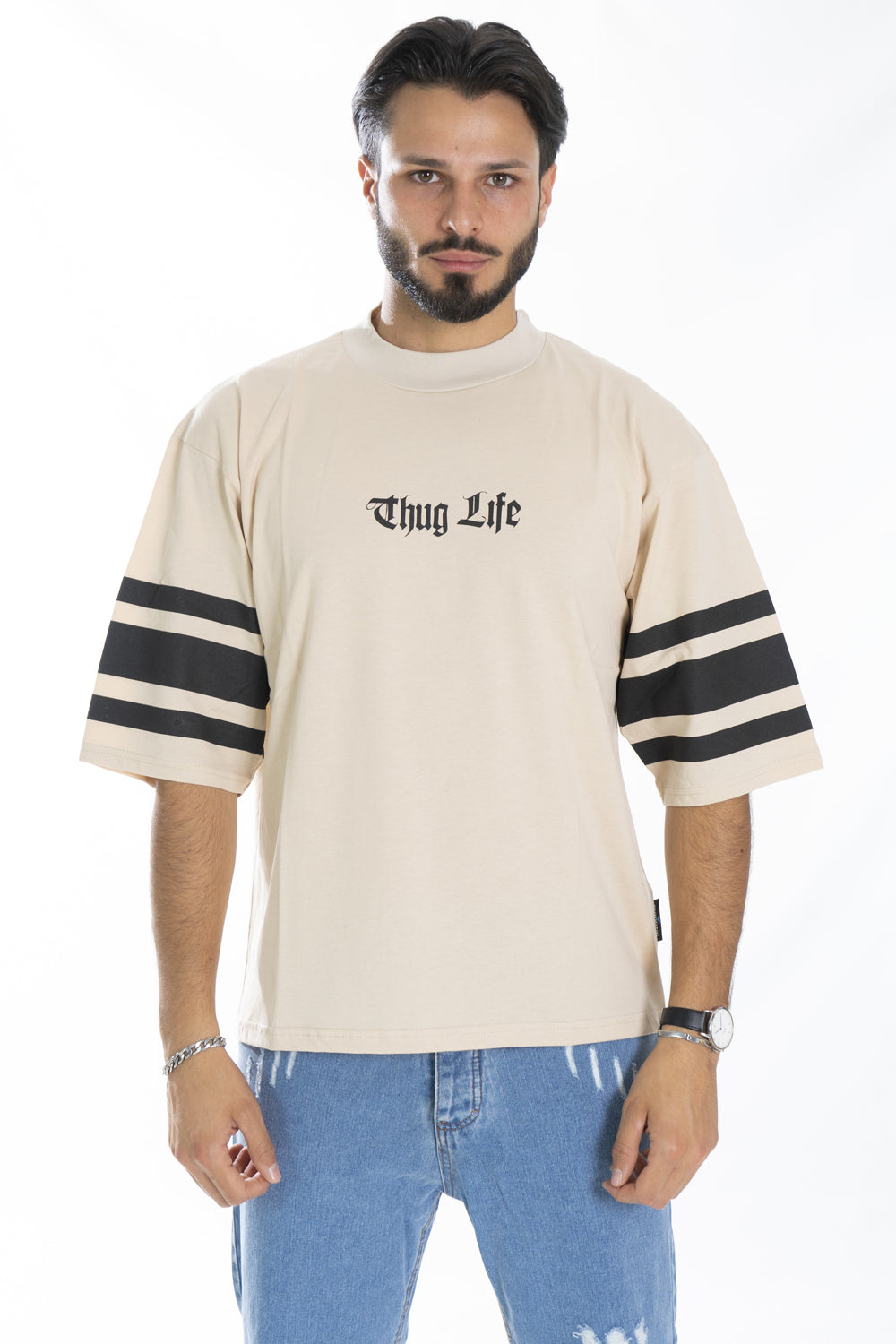 T-Shirt Uomo Cropped manica Larga Stampa Thug Life Art. Ts193