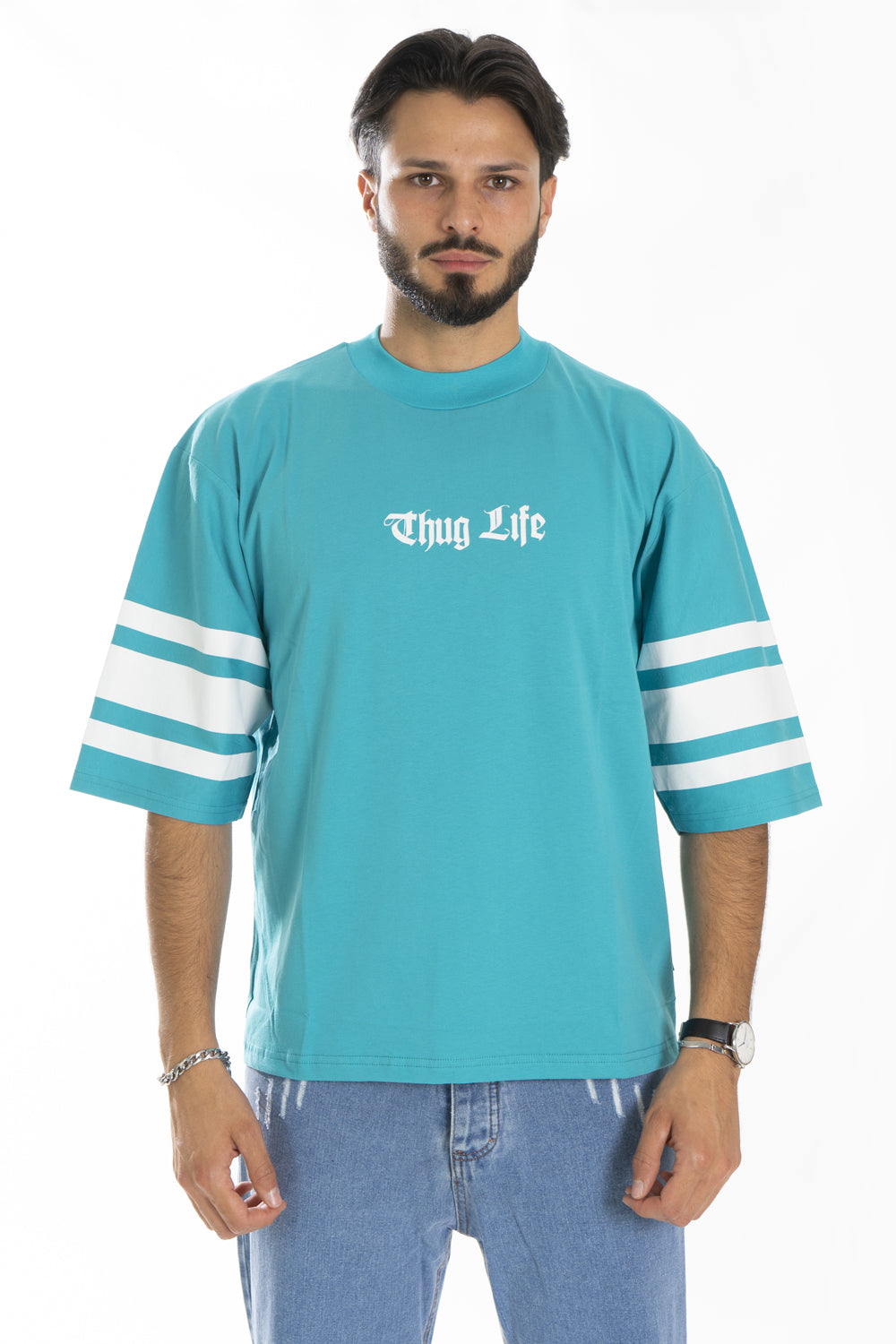 T-Shirt Uomo Cropped manica Larga Stampa Thug Life Art. Ts193