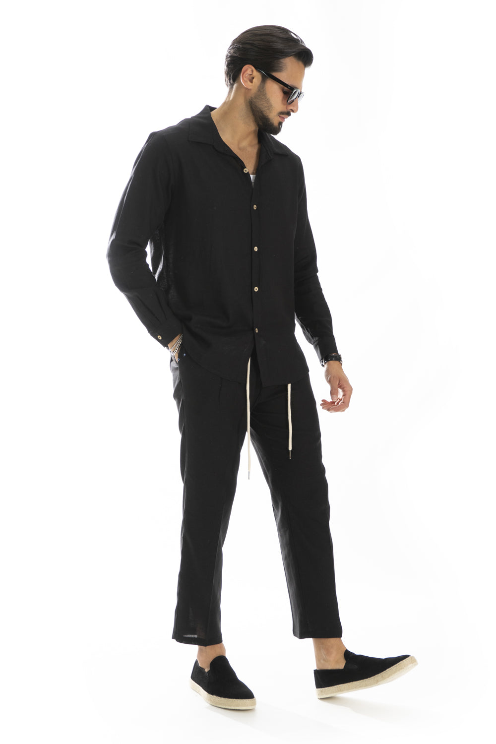 Coordinato Uomo Capri In Lino Camicia e Pantalone Art. Cd57