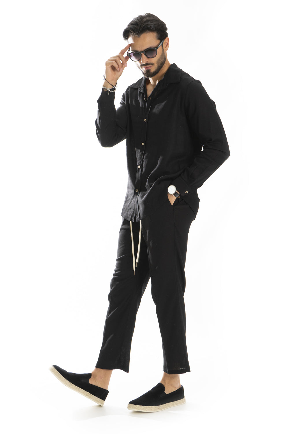 Coordinato Uomo Capri In Lino Camicia e Pantalone Art. Cd57