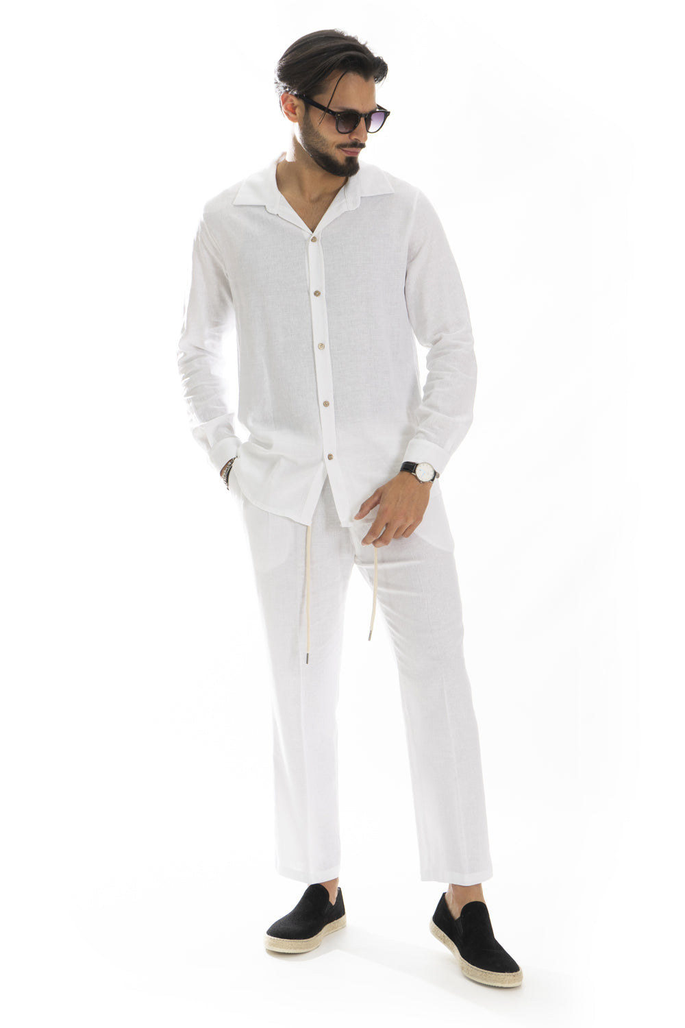 Coordinato Uomo Capri In Lino Camicia e Pantalone Art. Cd57