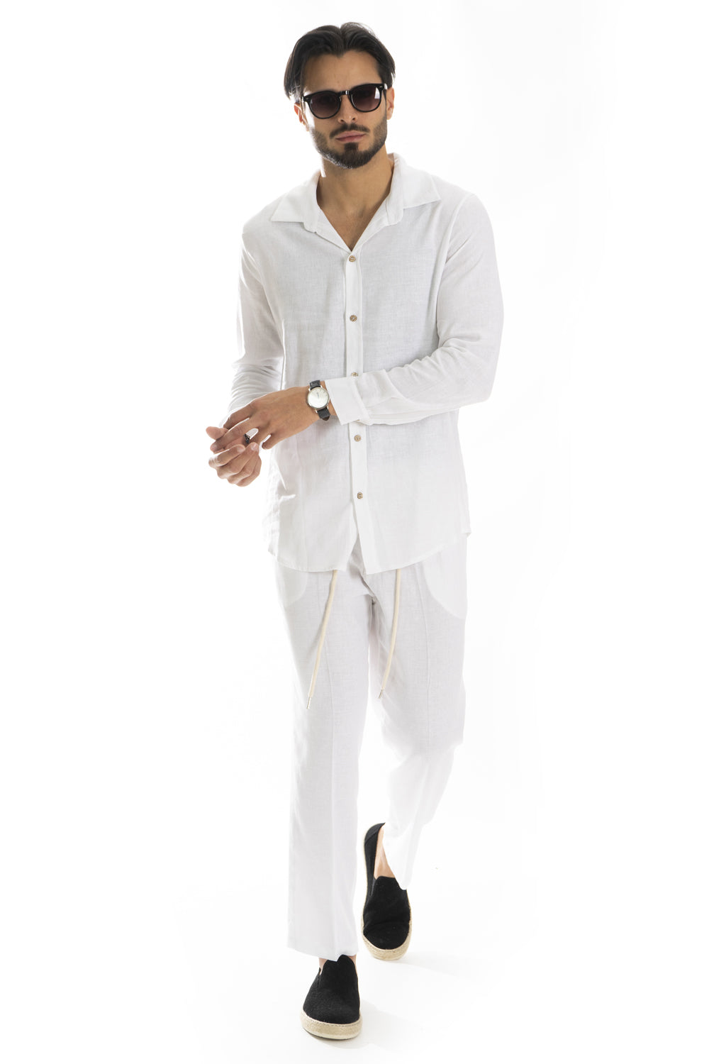 Coordinato Uomo Capri In Lino Camicia e Pantalone Art. Cd57