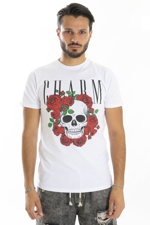 T-shirt pour homme imprimé tête de mort sur le devant. Ts198
