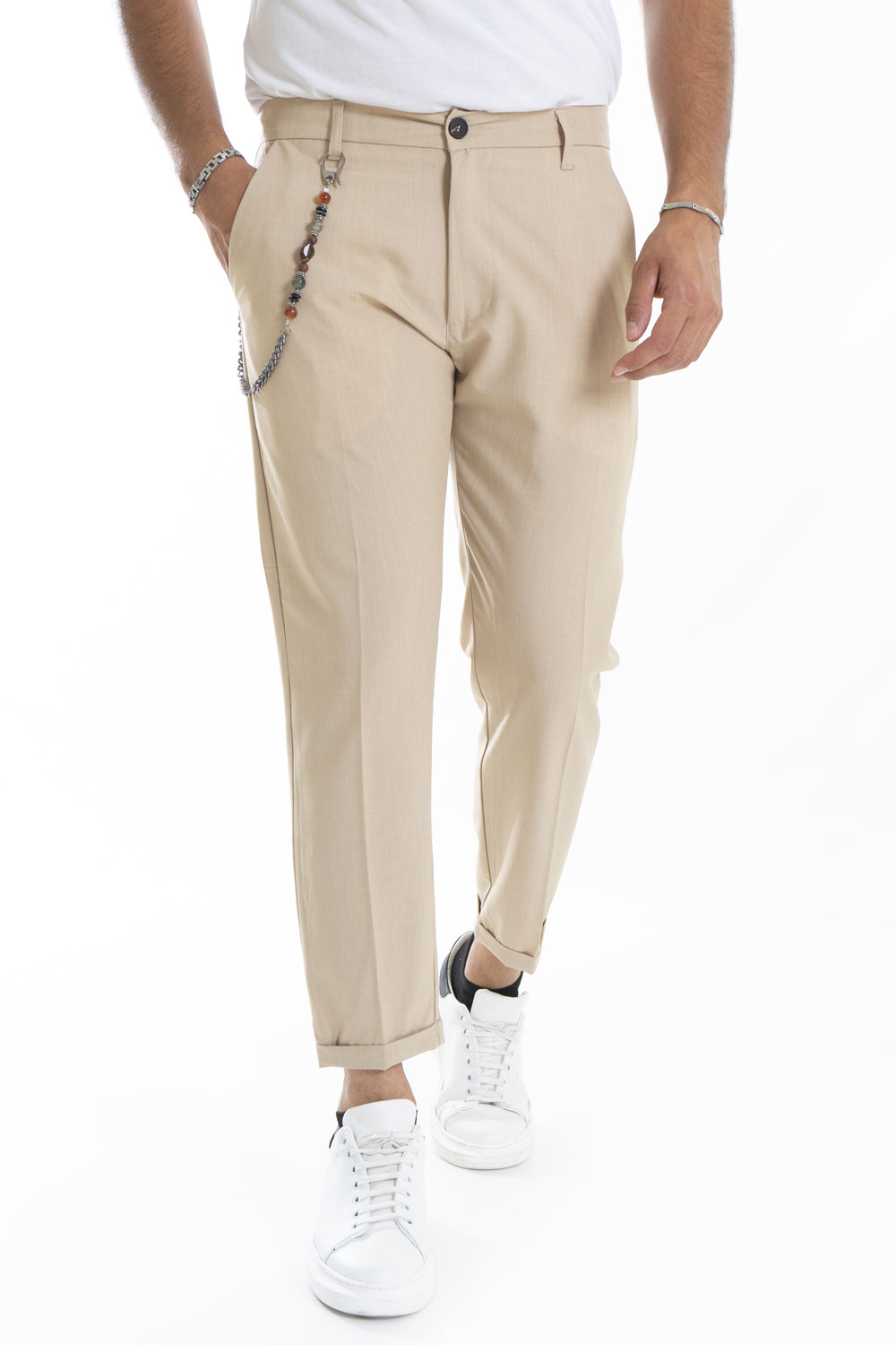 Pantalone Uomo Con Bottone Centrale Tasche Retro Art. Pt172