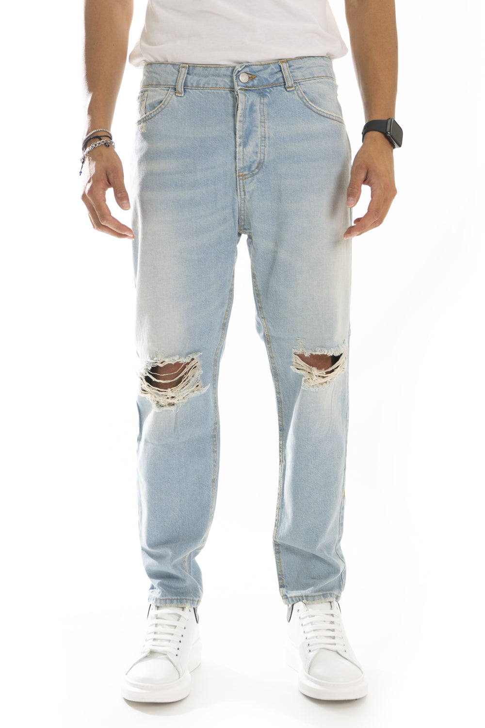 Jeans Uomo Sabbiato con strappi alle ginocchia Art. JS464