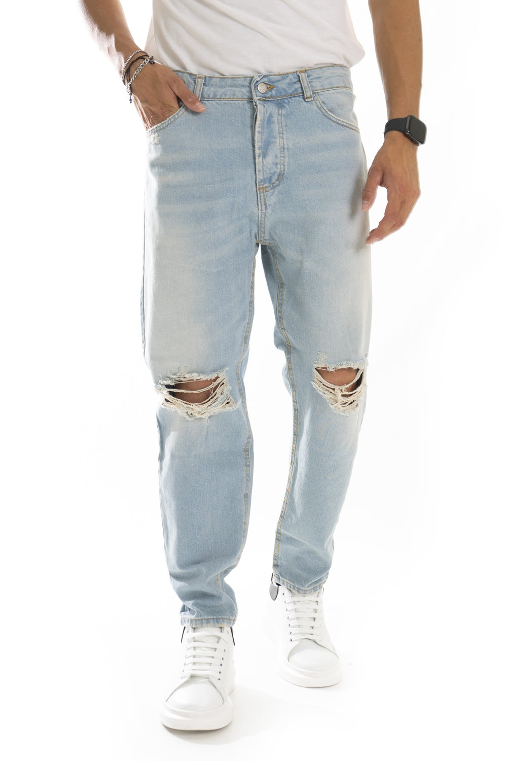 Jeans Uomo Sabbiato con strappi alle ginocchia Art. JS464