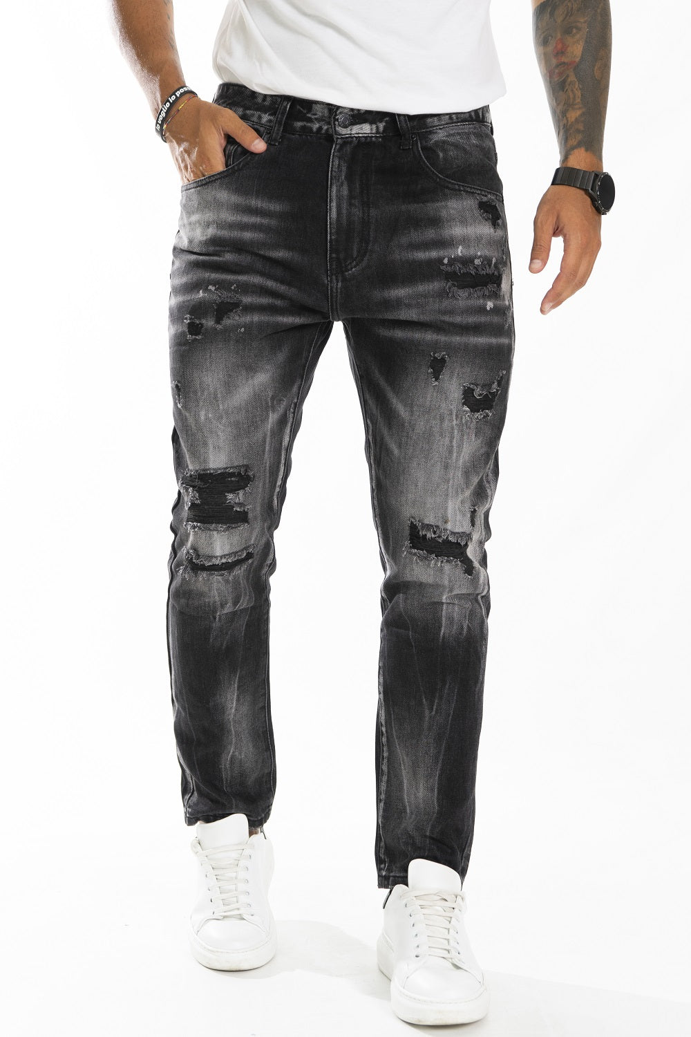 Jeans Uomo Con Sfumature Lavaggio Scuro Art. Js373