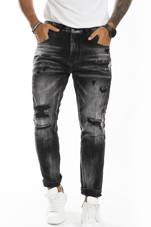 Jeans Uomo Con Sfumature Lavaggio Scuro Art. Js373