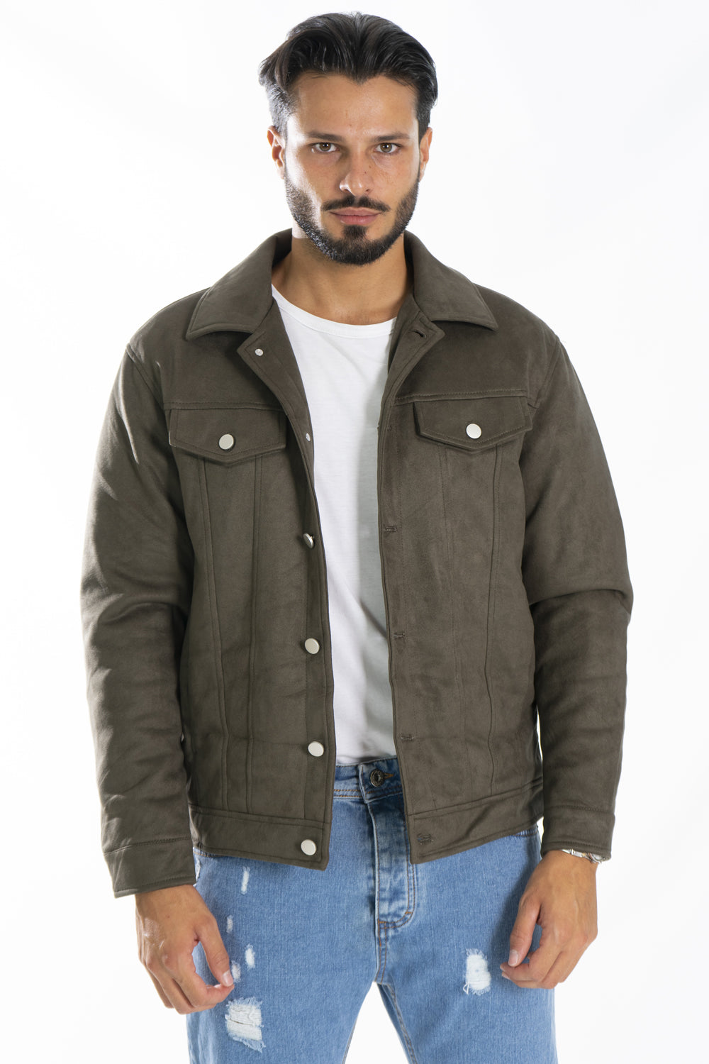 Giacca Uomo Giubbotto Scamosciato Con Tasche Art. Gb139