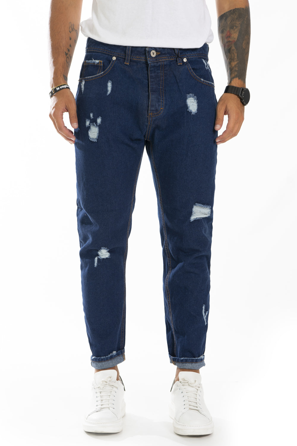 Jeans Uomo Con Abrasioni Lavaggio Zero Old Art. JS386