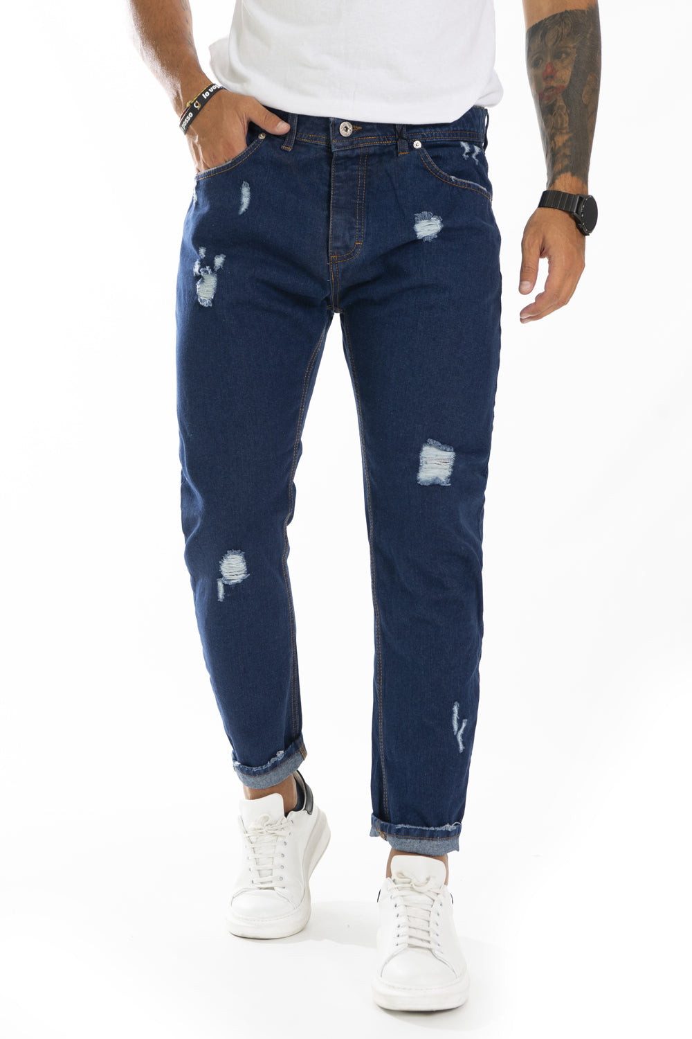 Jeans Uomo Con Abrasioni Lavaggio Zero Old Art. JS386