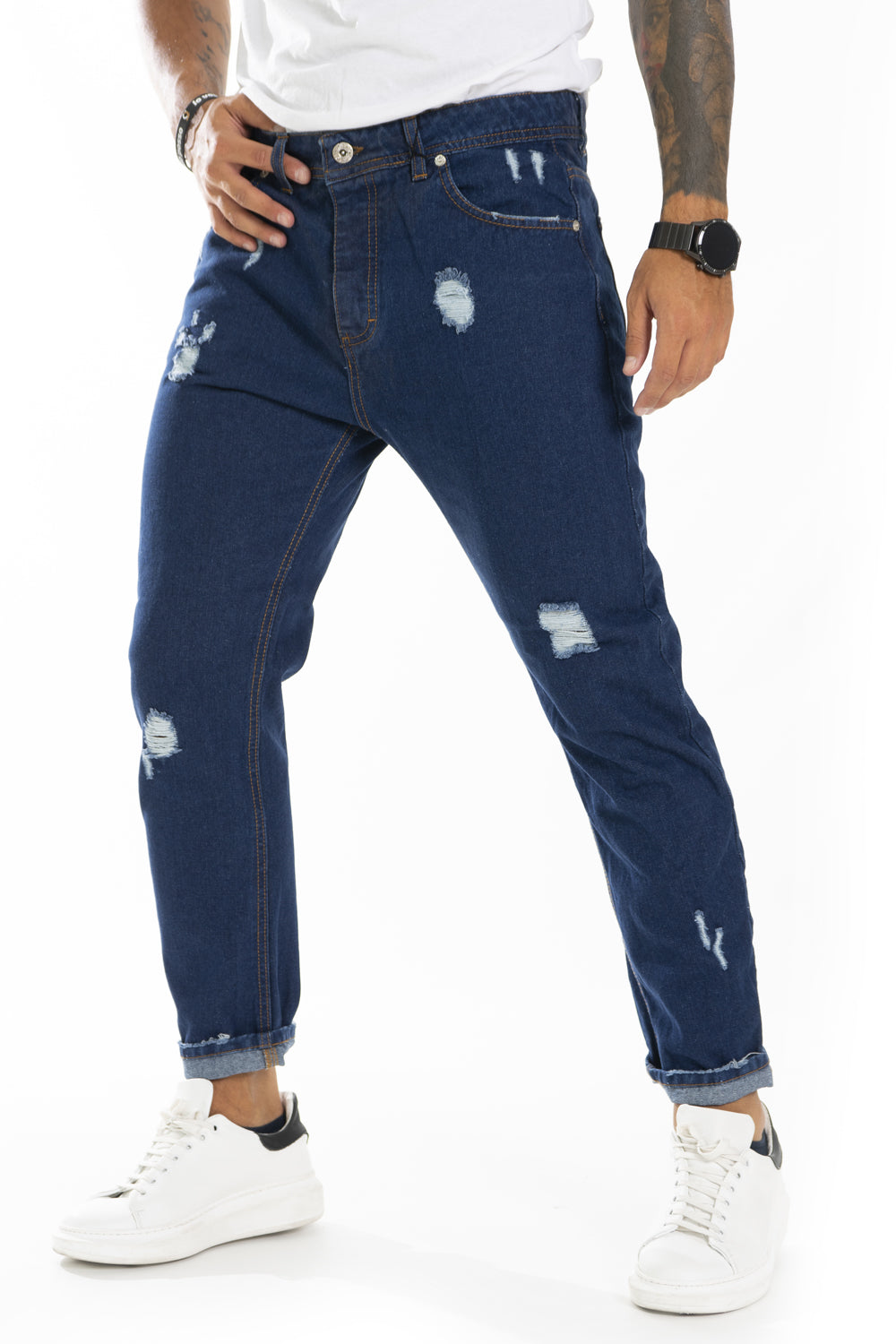 Jeans Uomo Con Abrasioni Lavaggio Zero Old Art. JS386