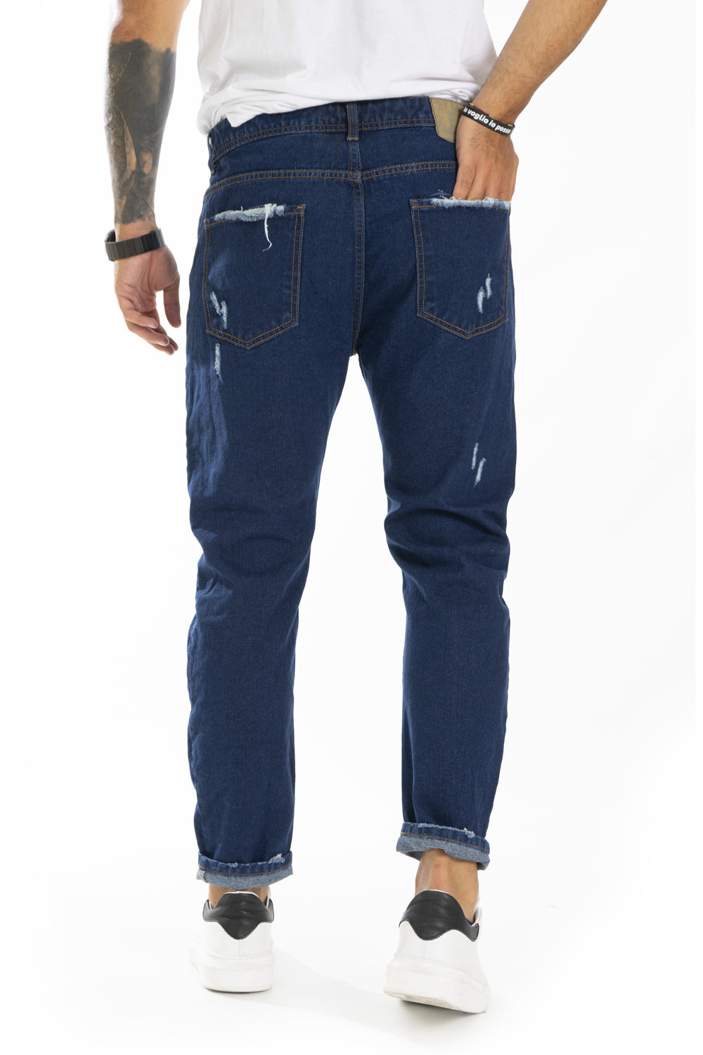 Jeans Uomo Con Abrasioni Lavaggio Zero Old Art. JS386