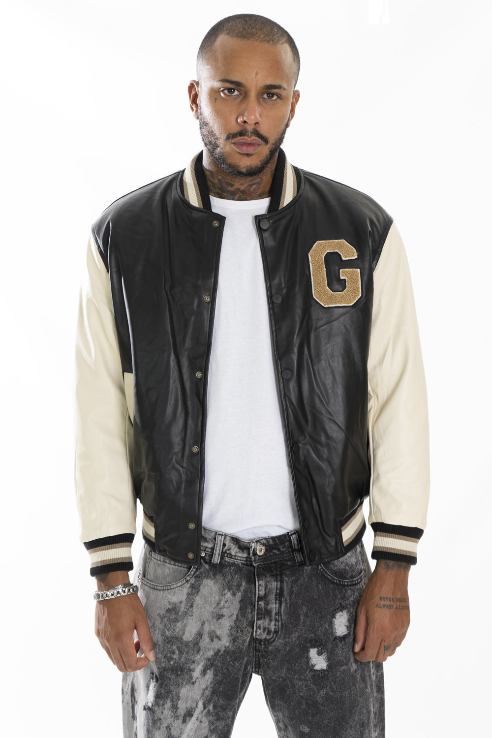 Giubbotto Uomo Bomber Varsity College Ecopelle ''G'' Art. Gb138