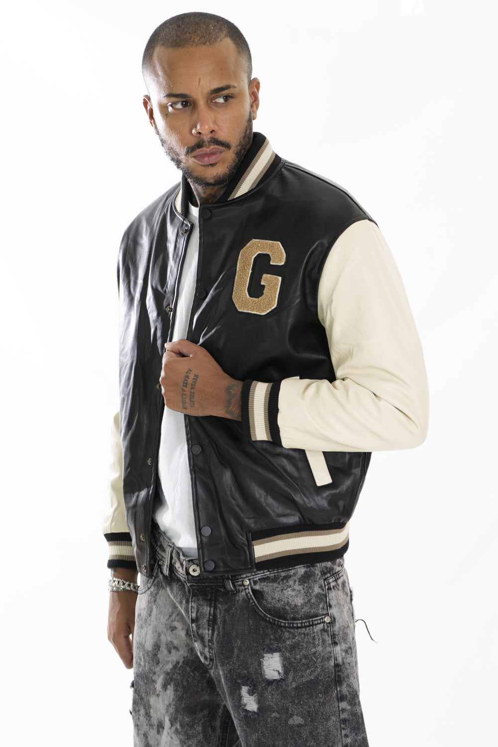 Giubbotto Uomo Bomber Varsity College Ecopelle ''G'' Art. Gb138