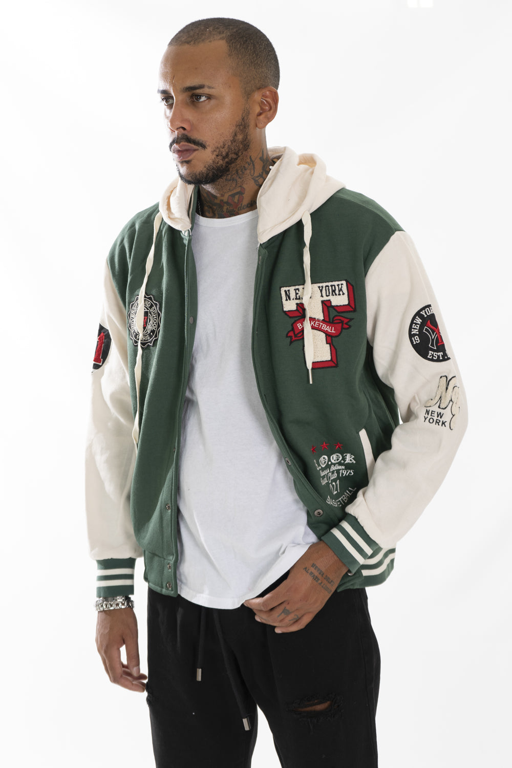 Felpa Uomo College Varsity ''T'' Con Cappuccio Art. FE166