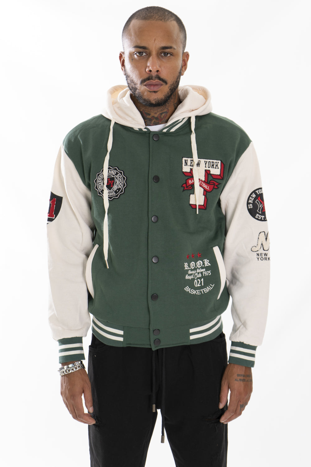 Felpa Uomo College Varsity ''T'' Con Cappuccio Art. FE166