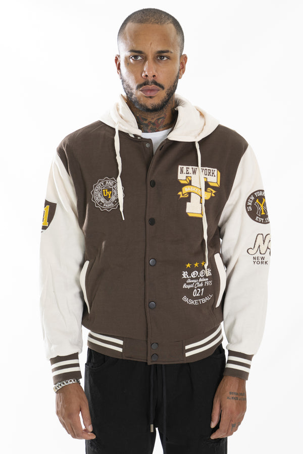 Felpa Uomo College Varsity ''T'' Con Cappuccio Art. FE166