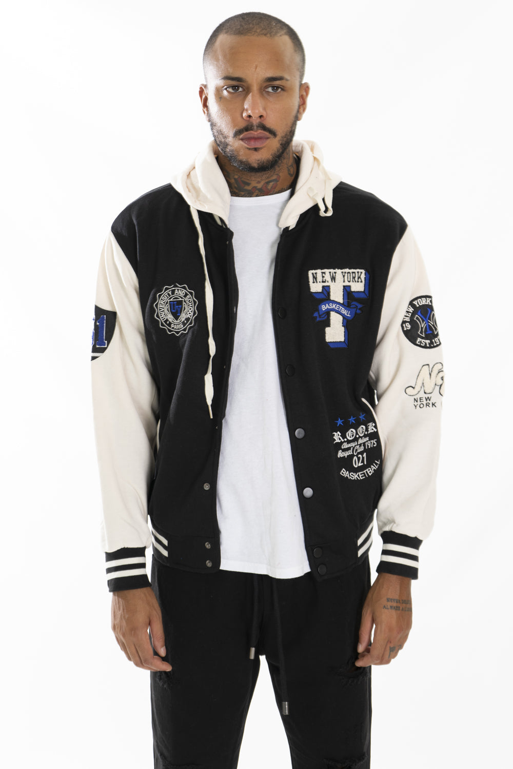 Felpa Uomo College Varsity ''T'' Con Cappuccio Art. FE166