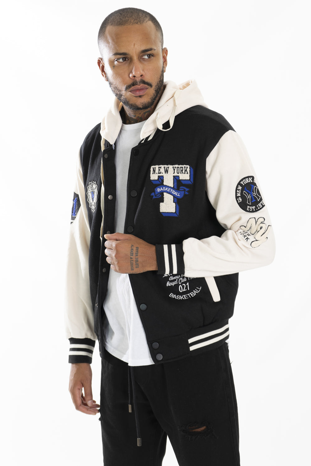 Felpa Uomo College Varsity ''T'' Con Cappuccio Art. FE166