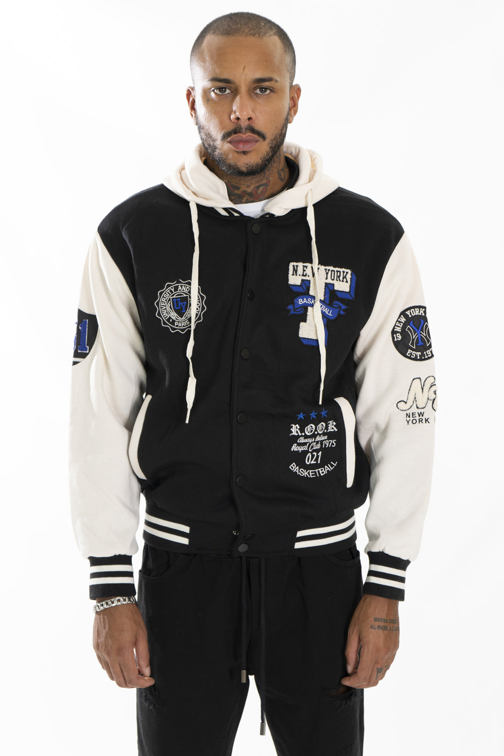 Felpa Uomo College Varsity ''T'' Con Cappuccio Art. FE166