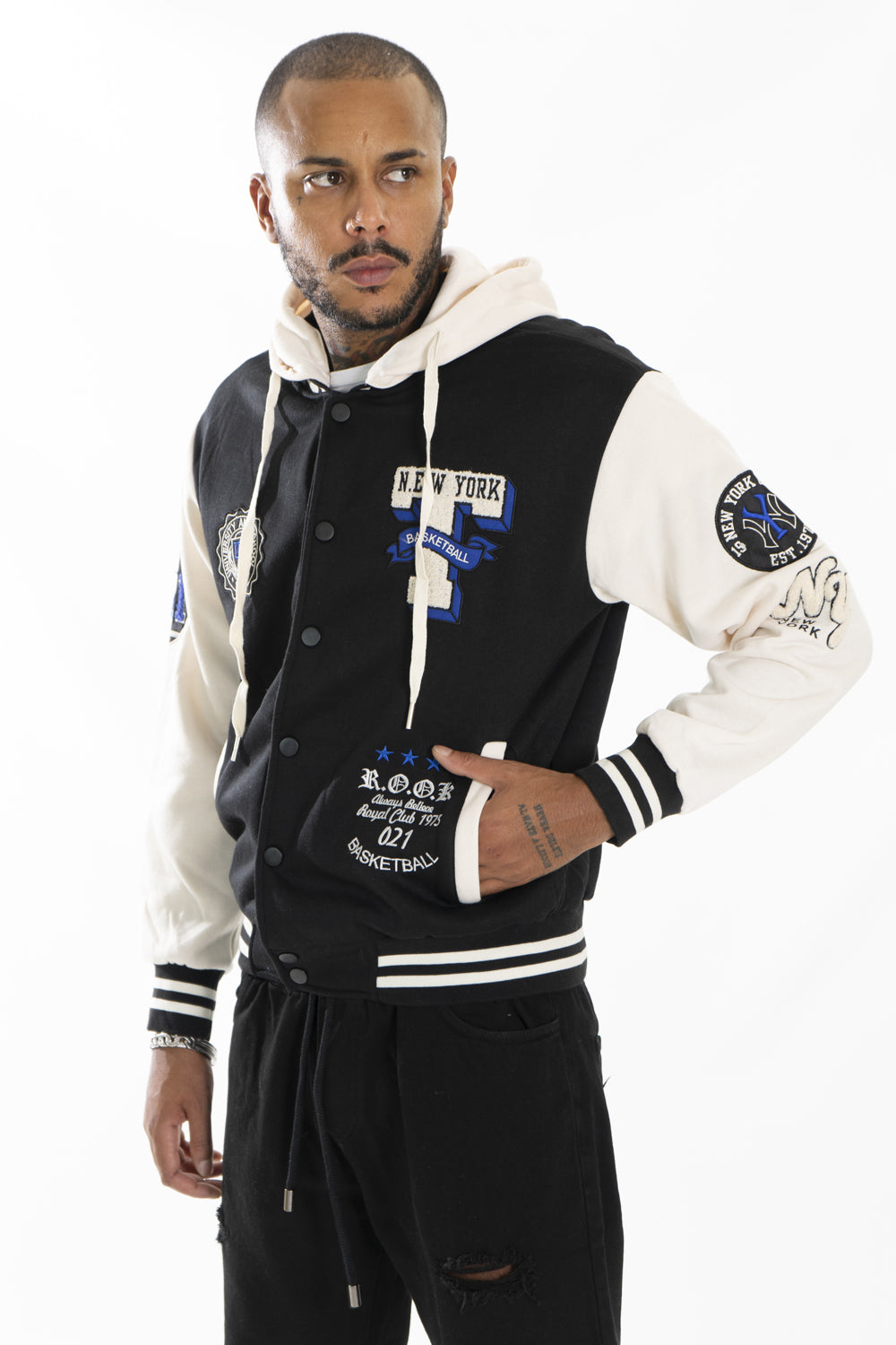 Felpa Uomo College Varsity ''T'' Con Cappuccio Art. FE166