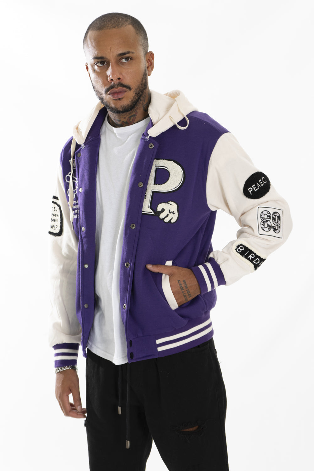 Felpa Uomo College Varsity con Cappuccio ''P'' Art.Fe164