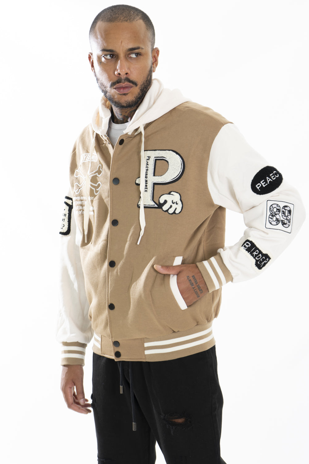 Felpa Uomo College Varsity con Cappuccio ''P'' Art.Fe164