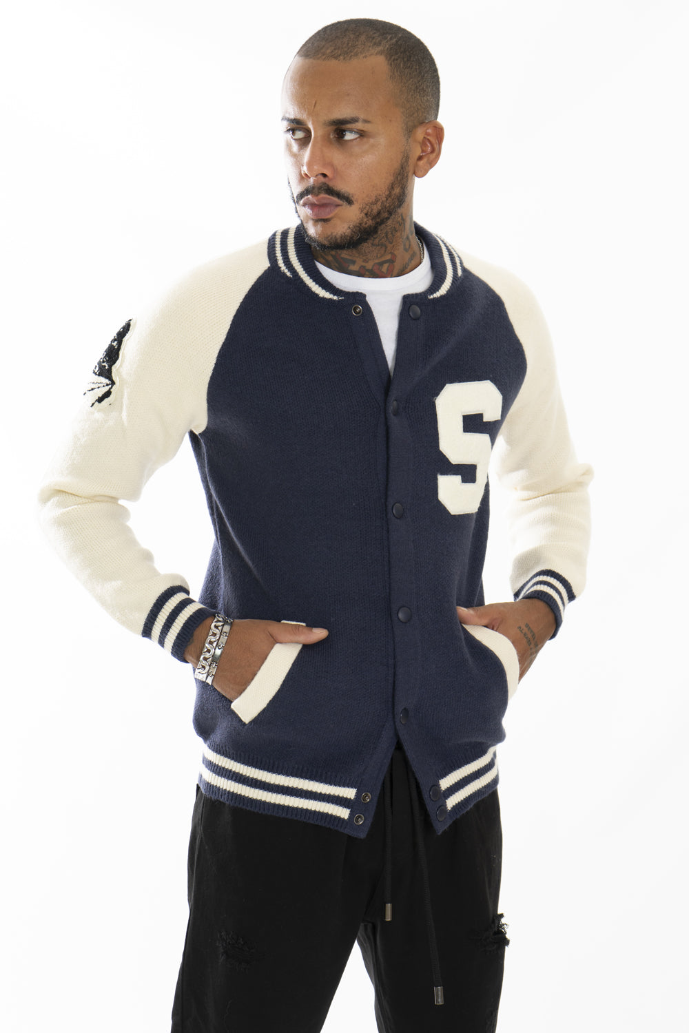 Maglione Uomo Cardigan College Varsity ''S'' Art. Mg110