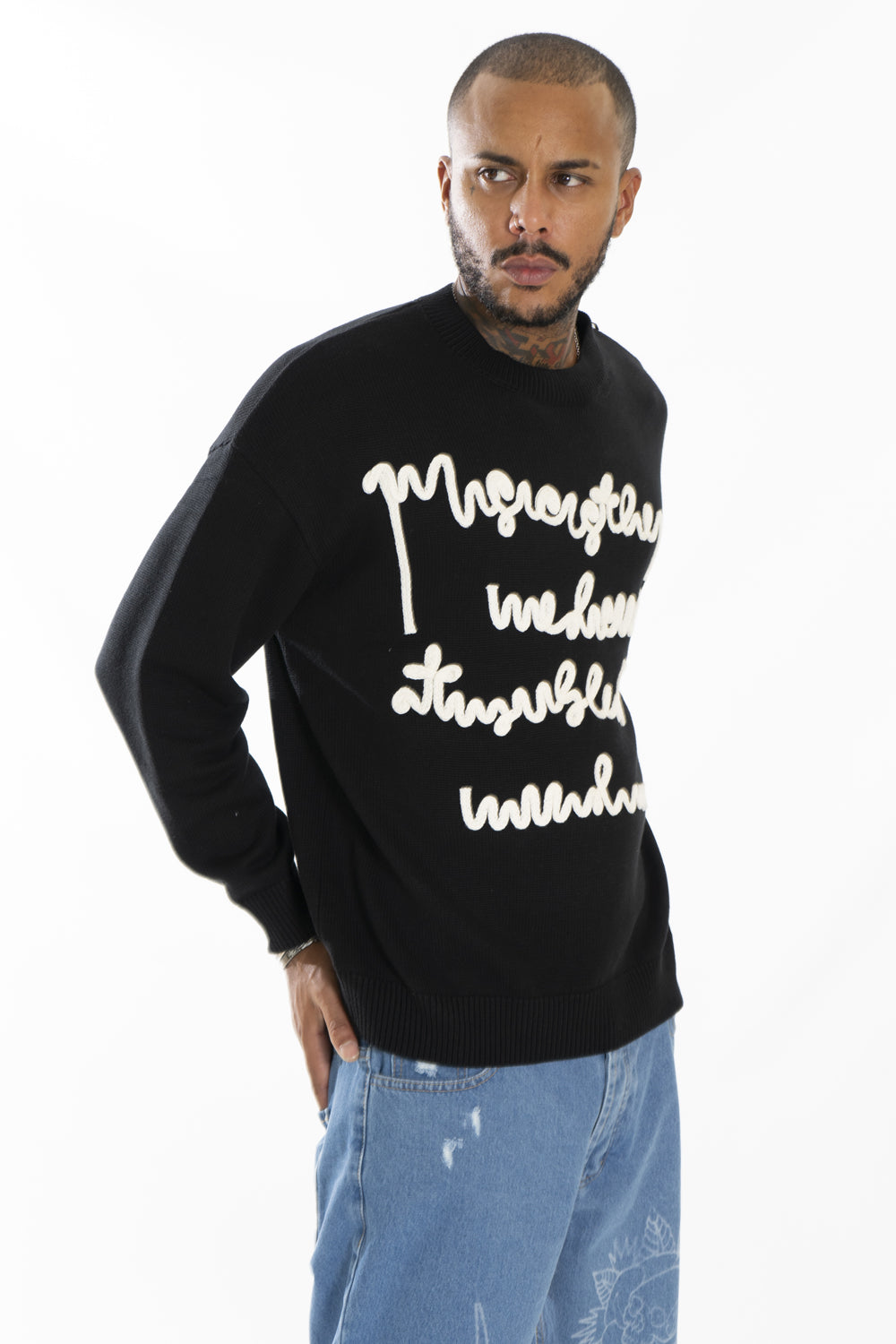 Maglione Uomo Con Scritte Girocollo Art. Mg109