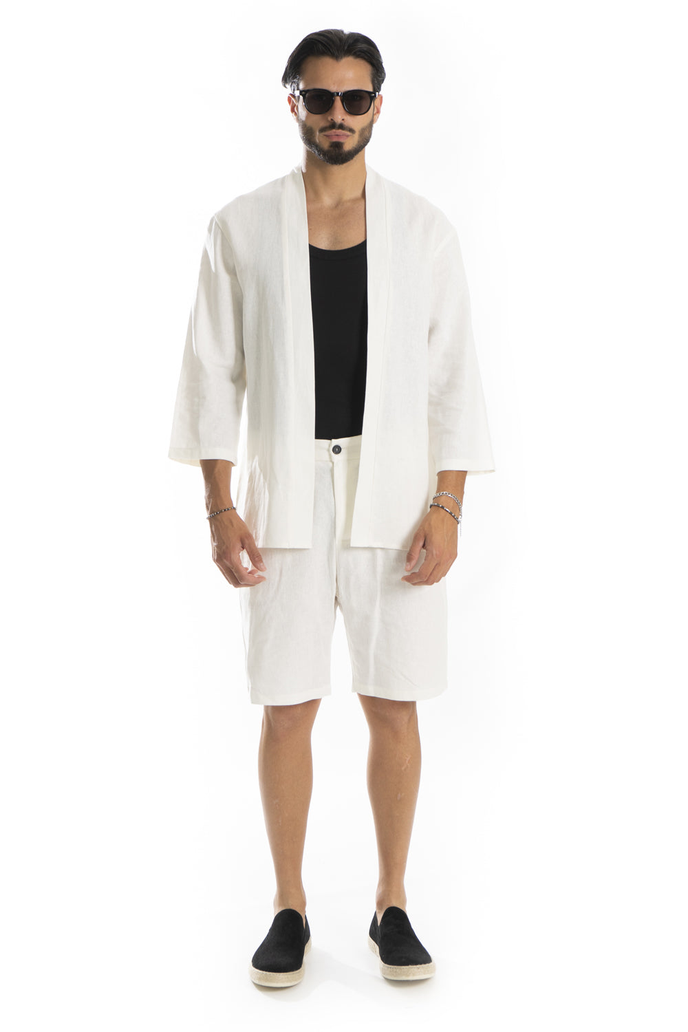 Coordinato Corto Japan In Misto Lino Tinta Unita Art. Cd65