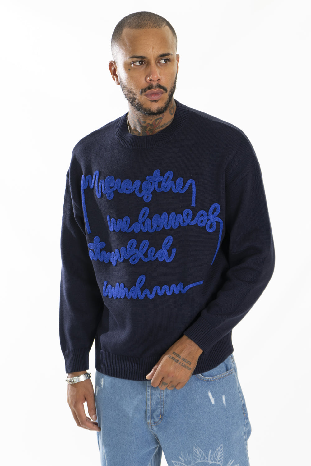 Maglione Uomo Con Scritte Girocollo Art. Mg109