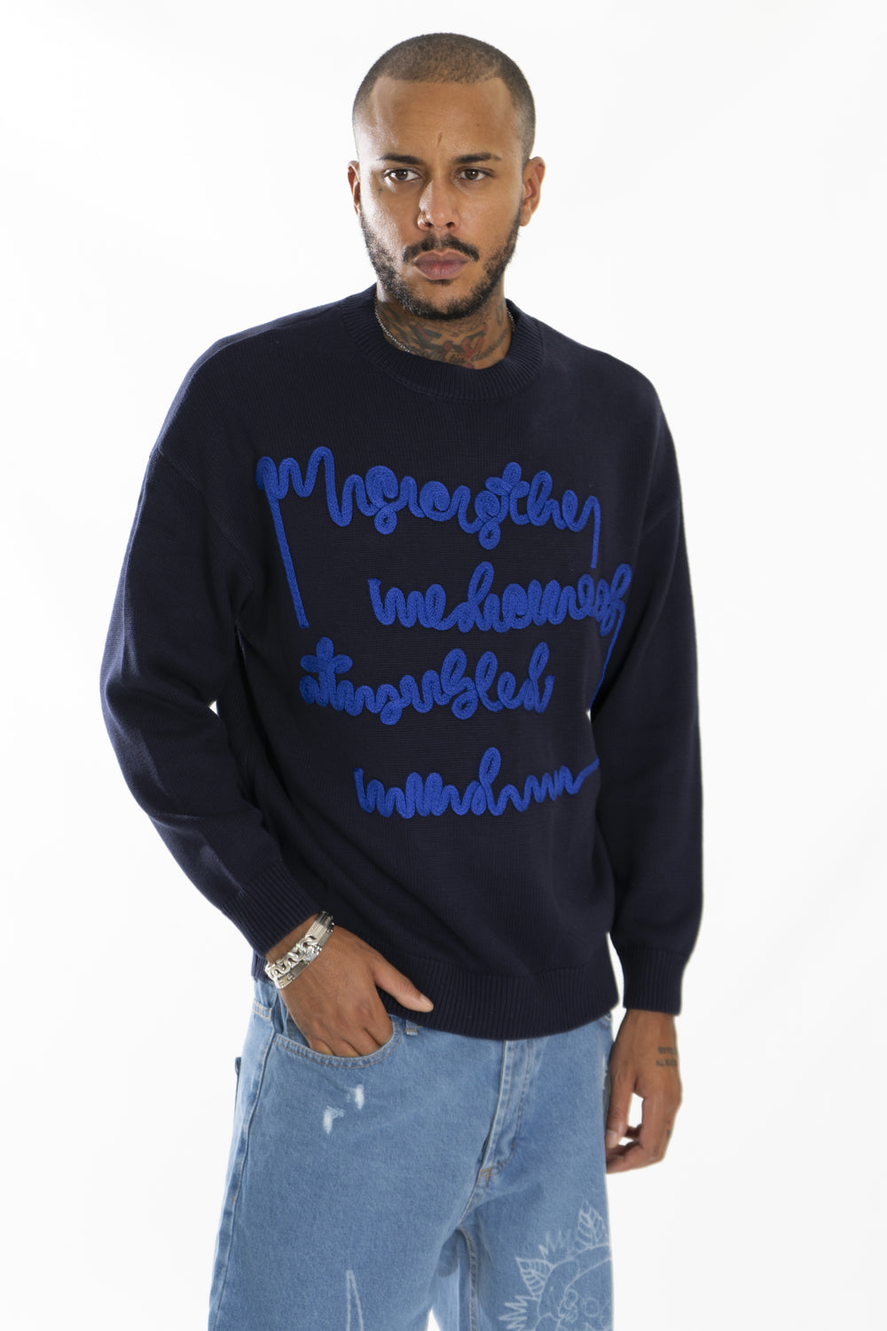 Maglione Uomo Con Scritte Girocollo Art. Mg109