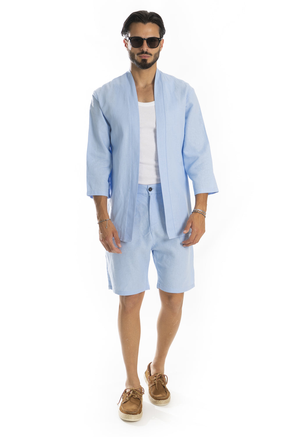 Coordinato Corto Japan In Misto Lino Tinta Unita Art. Cd65