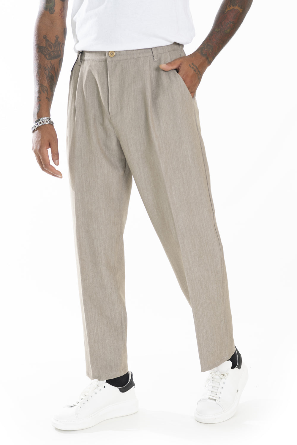 Pantalone Uomo Con bottone elastico Loose Fit Art. Pt173