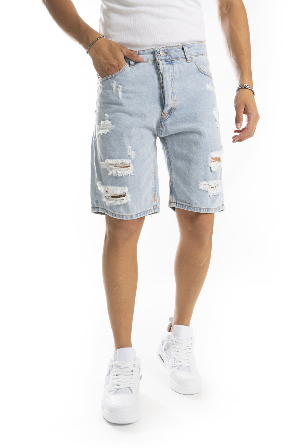 Bermuda Jeans distrutto Strappi e Abrasioni Art. Bm118