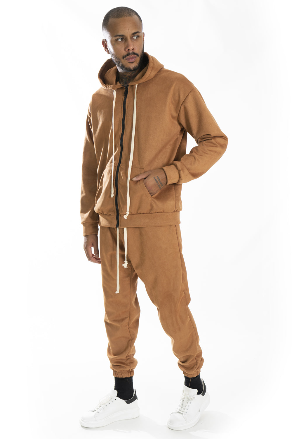 Tuta Uomo Dainetto Scamosciata Con Zip e CappuccioArt. Tt92