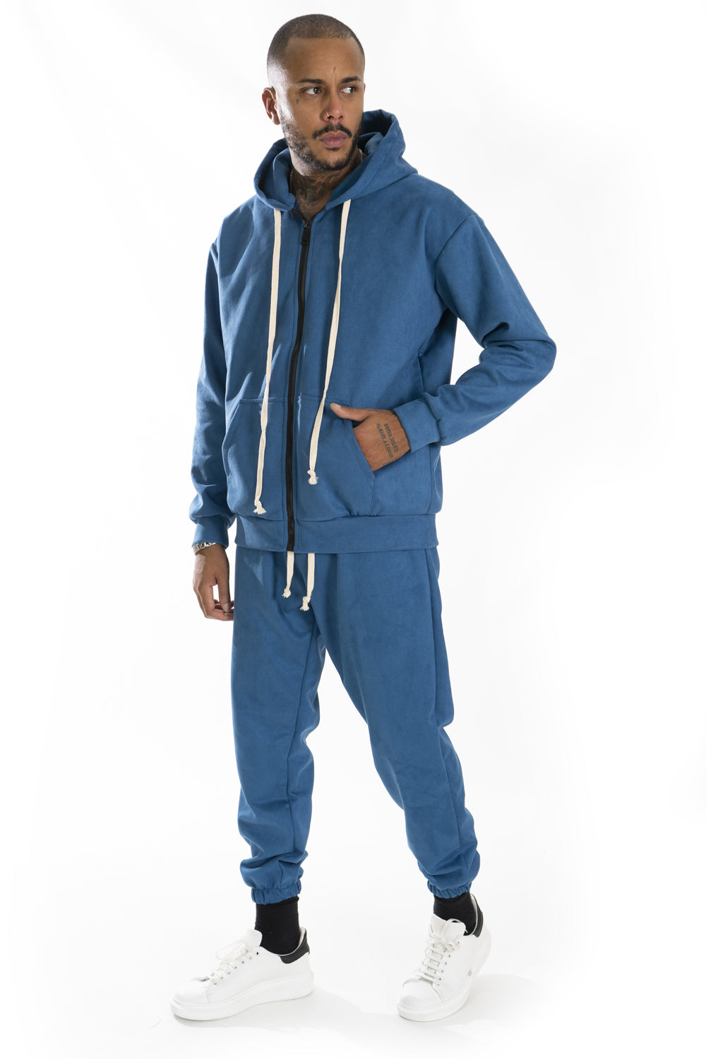 Tuta Uomo Dainetto Scamosciata Con Zip e CappuccioArt. Tt92