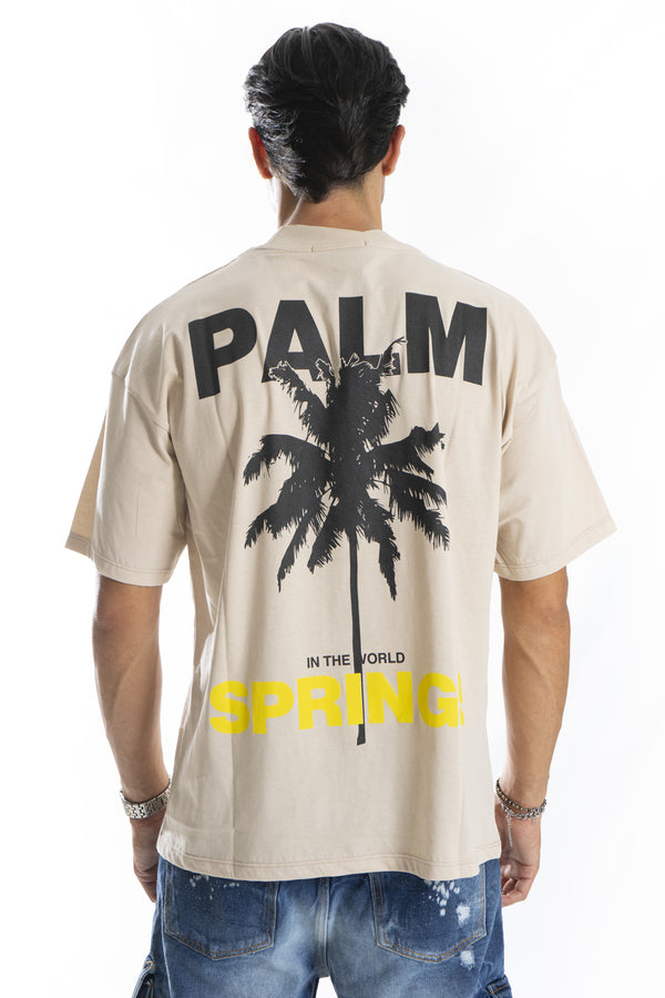 T-shirt homme demi-col court avec imprimé « Palm » Art. Ts242