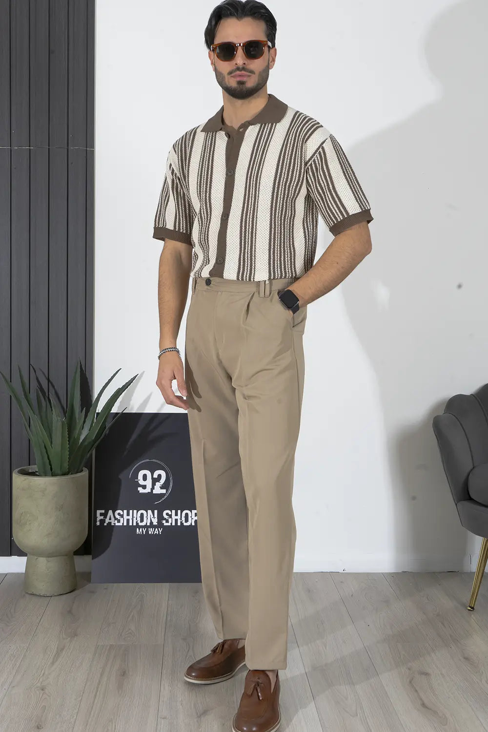 Polo in Merletto con Maglia Traforata e Fantasia a Righe Art. Ts257